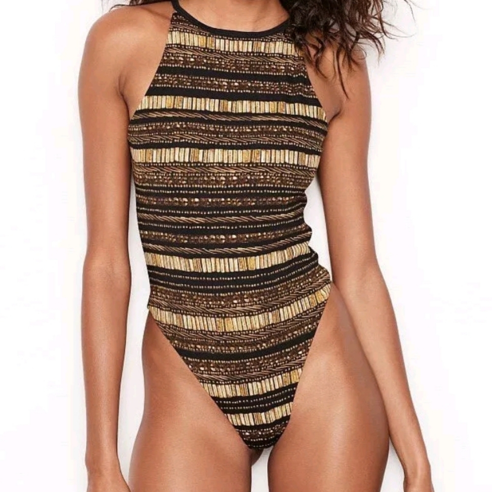 Victoria Sport Gold Mesh Bodysuit